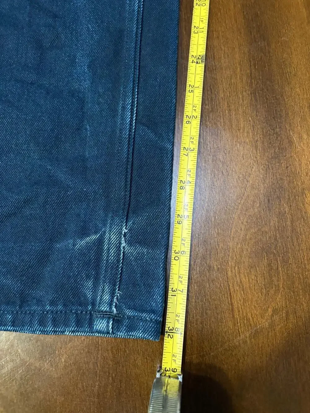GUSTIN Mens Slim Fit Raw Jeans Size 32x32 California Sewn Dark Wash Selvedge